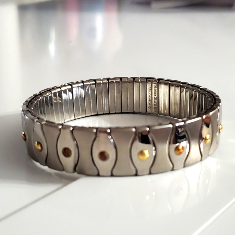 Stainless steel & 18KT MiLor-ItAly Stretch Bracelet